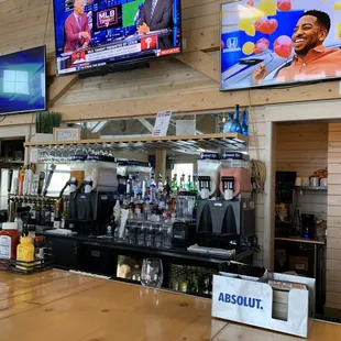 the bar and televisions