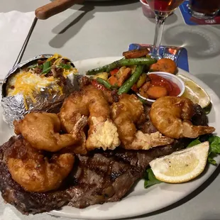 Ribeye and prawns! I can&apos;t wait to do again