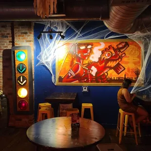 a woman sitting at a table