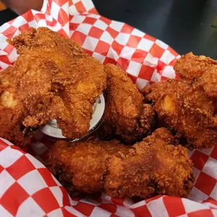 a basket of fried chicken