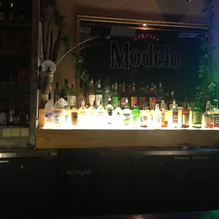 a bar with bottles of alcohol