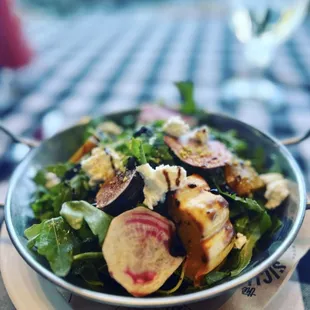 Roasted Delicata Squash, Beets, Fig and Goat Cheese Salad  Super Good!!