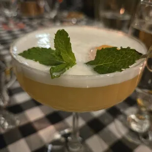 Sicilian in New York  buffalo trace bourbon + amaro averna + lemon + egg white + red wine float + orgeat