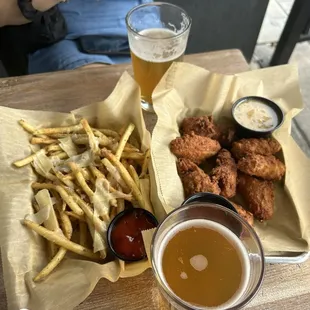 Wings, fries, ciders