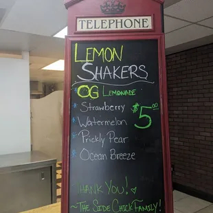 Soft opening menu. Big  Lemonade &amp; Good.