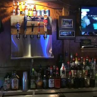 beer taps and television