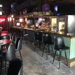 a row of bar stools