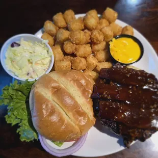 The Sidetrack burger! Good burger with an Asian bbq sauce.