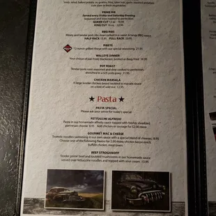 a menu for a restaurant
