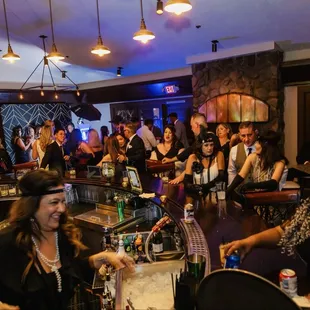 Bar set up and Photo Booth in back corner