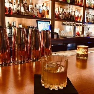a glass of whiskey
