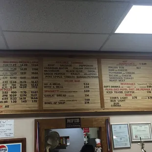 a menu of a restaurant