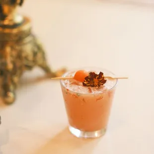 a drink in a glass