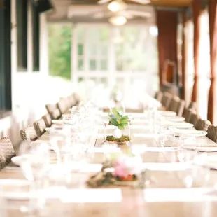 a long table set for dinner