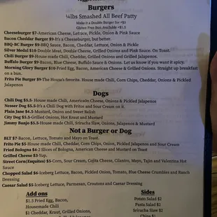 Menu as of Oct 2023 - omnivore options