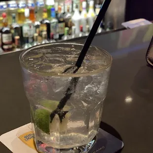 a drink in a glass with a straw