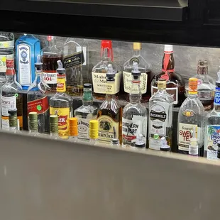 a variety of alcohol bottles