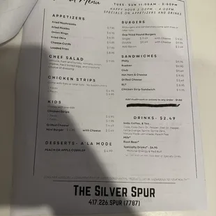 Lunch menu