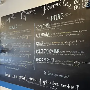 a menu on a blackboard