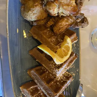 Belgian/Red Velvet Waffles and Double Dipped Fried Chicken