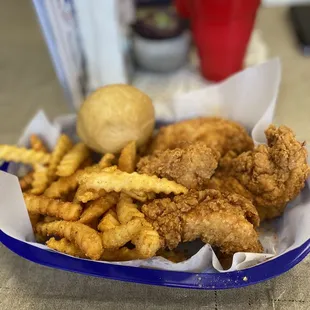 Chicken Tenders and fries