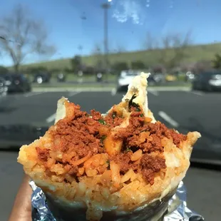 Chorizo burrito w/ rice, cheese &amp; cilantro