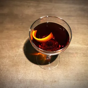 Barrel Aged Mezcal Negroni.