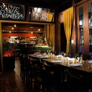 Semi private dining room. Perfect for intimate smaller gathering. Our semi private dining room can fit up to 40 people.
