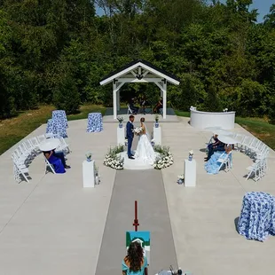 The outdoor patio space