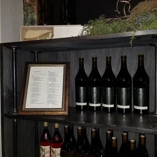 bottles of wine on a shelf