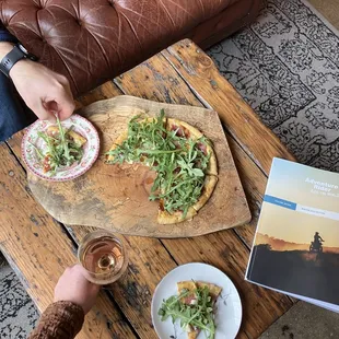 Gluten Free Pig &amp; Fig flatbread &amp; Rosè, yum!  All menu items have a Gluten Free option.