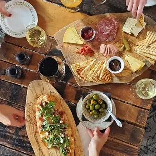 Delicious flatbreads and charcuterie