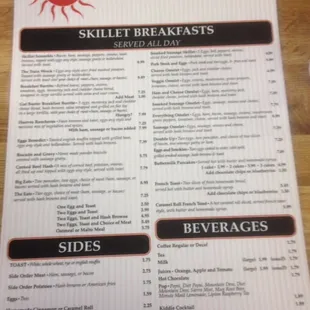 a menu for a restaurant