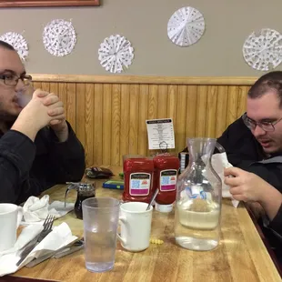 The twins Jake and Jordan enjoying the meal at the Skillet Café North East Brainerd