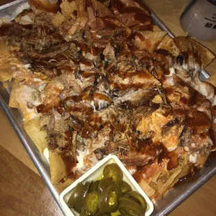 BBQ pulled pork nachos- DELICIOUS