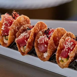 Tuna Poke Wonton Tacos