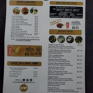 the menu for the restaurant