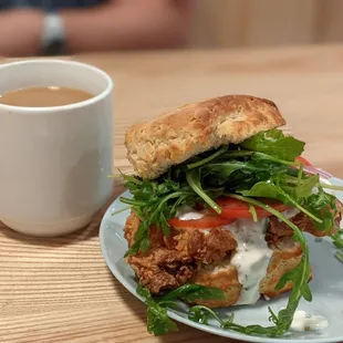 Fried chicken biscuit with ranch