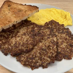 Goetta with eggs and toast