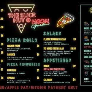 menu, pizza