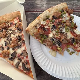Sausage and mushroom peeza, and one of the famous ones. Just ask what they suggest lmao