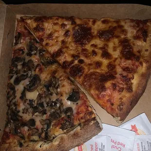 Mushroom Pizza and Cheese Pizza