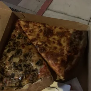 Mushroom Pizza and Cheese Pizza