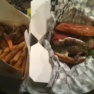 Slide Burger and Cajun fries-delicious!