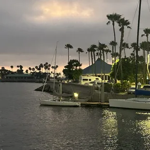 The scenic surroundings of the harbor.