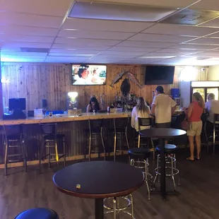a group of people sitting at a bar