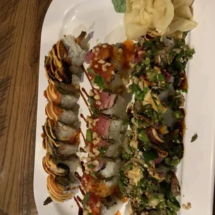 Right to left: Tiger Roll, whale of a roll, Steeler Pleaser