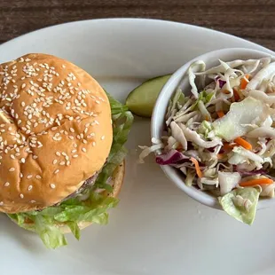 Burger and coleslaw