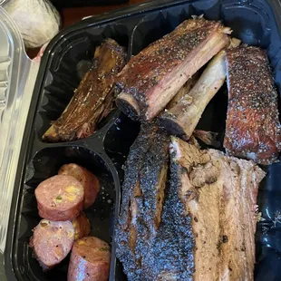 Brisket, ribs, sausage