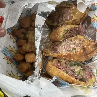 CornBeef Egg rolls with fried okra